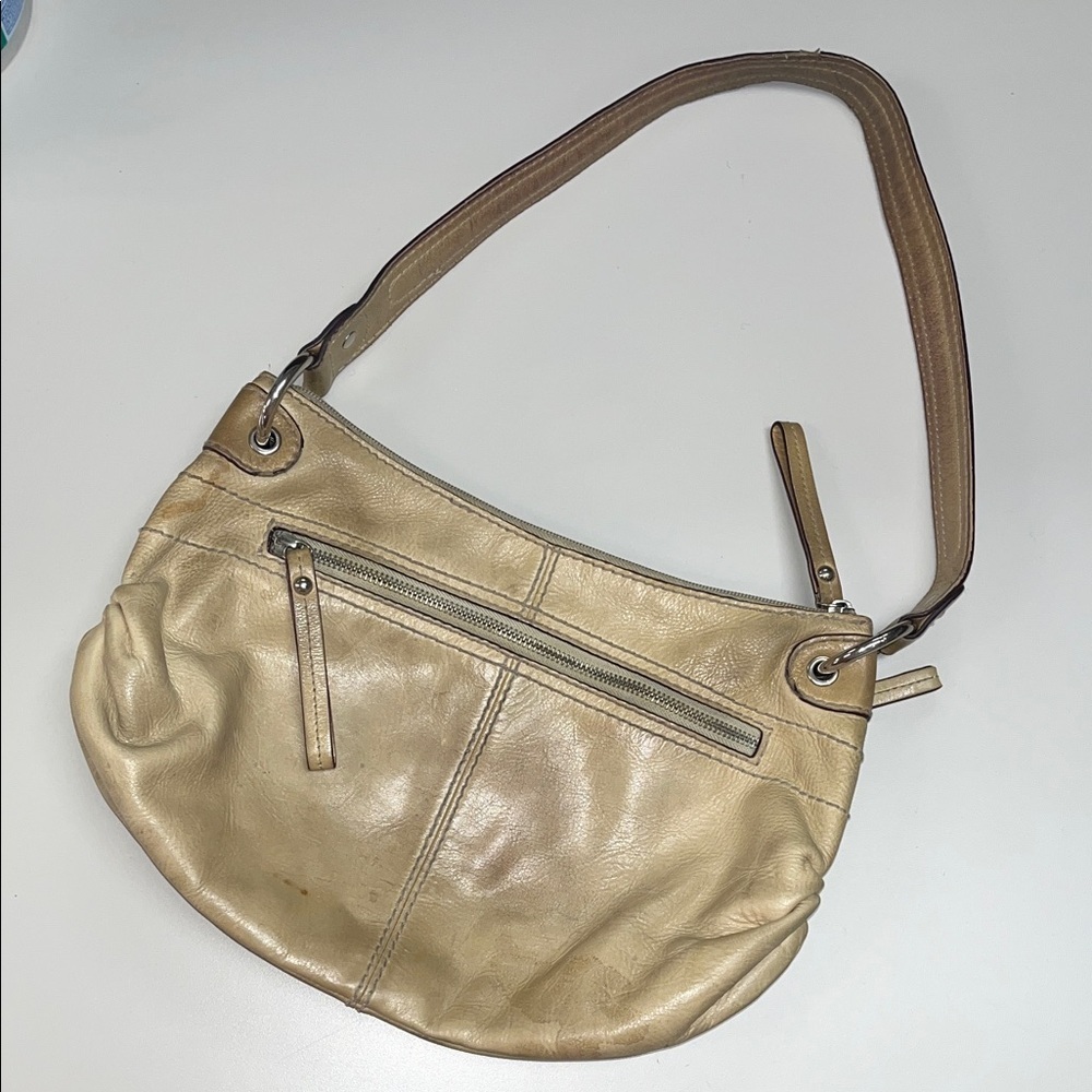 Tignanello Beige Leather Shoulder Bag
